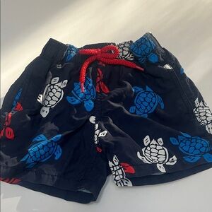 Vilebrequin Kids Swim Trunks - Navy with Red and Blue Turtles